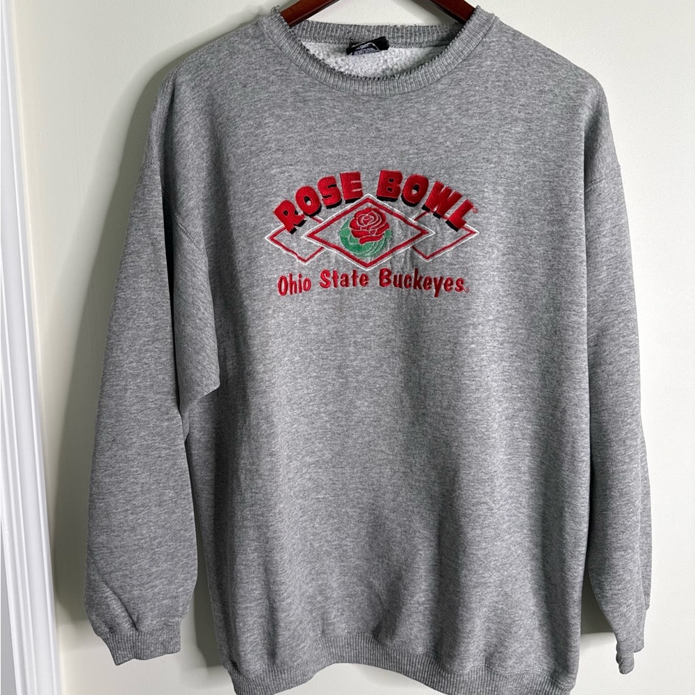 Vintage Ohio State Buckeyes Rose Bowl Grey Embroidered Crewneck Sweatshirt Large